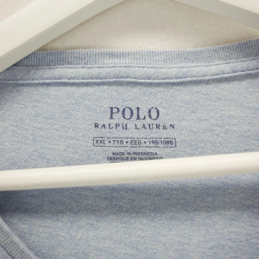 Polo Ralph Lauren Mens XXL Blue Heathered Long Sleeve Crewneck T-Shirt Pony Logo